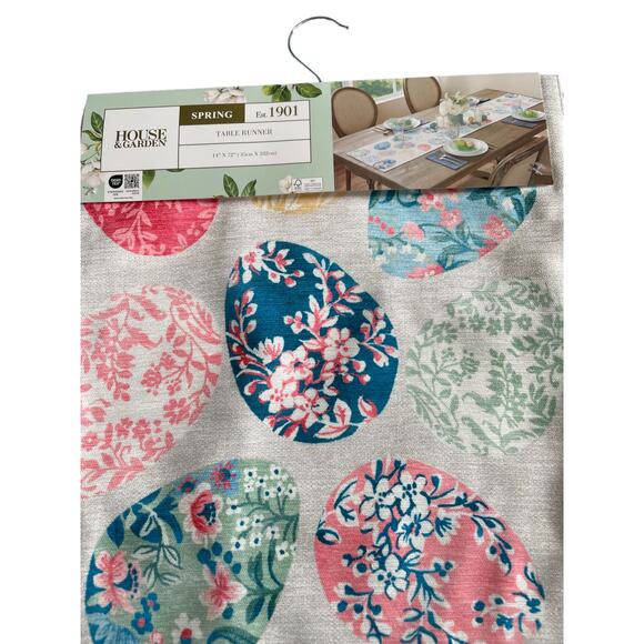 HOUSE AND GARDEN 14x72 Colorful Spring Easter Eggs Table Runner NWT - Picture 10 of 10